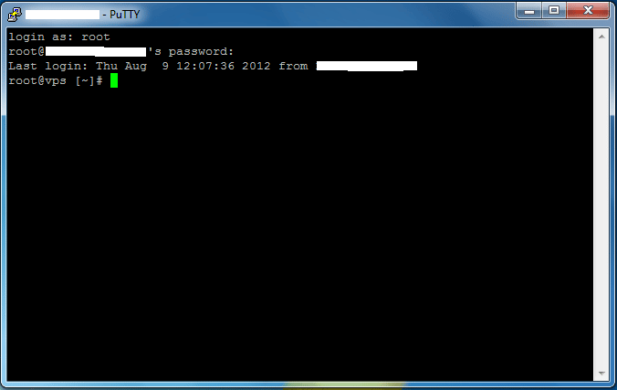 Nhập username và password để đăng nhập vào server