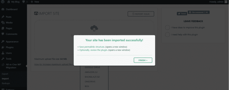 Chuyển dữ liệu website WordPress bằng Plugin All-in-One WP Migration