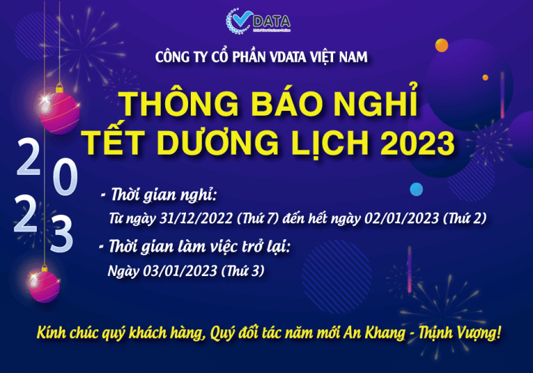 VDATA THÔNG BÁO NGHỈ TẾT DƯƠNG LỊCH 2023