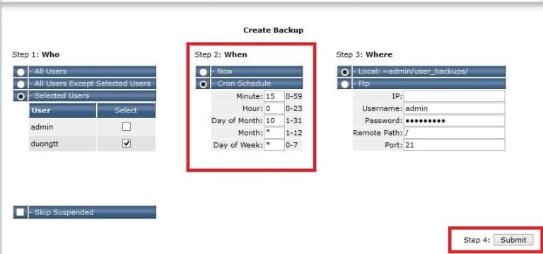 Hướng dẫn backup cho reseller trong DirectAdmin