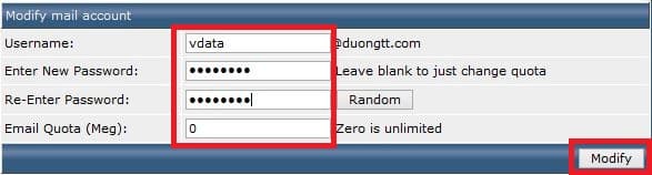 Tạo và quản lý email trong DirectAdmin