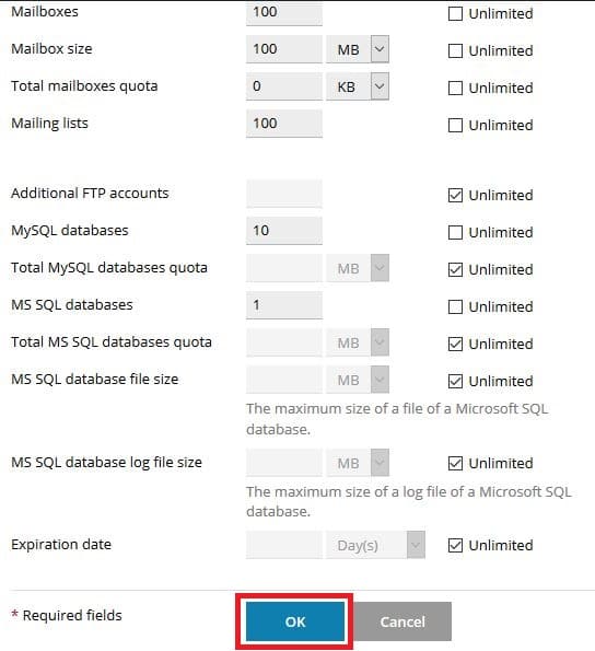 Hướng dẫn tạo plan cho hosting plesk